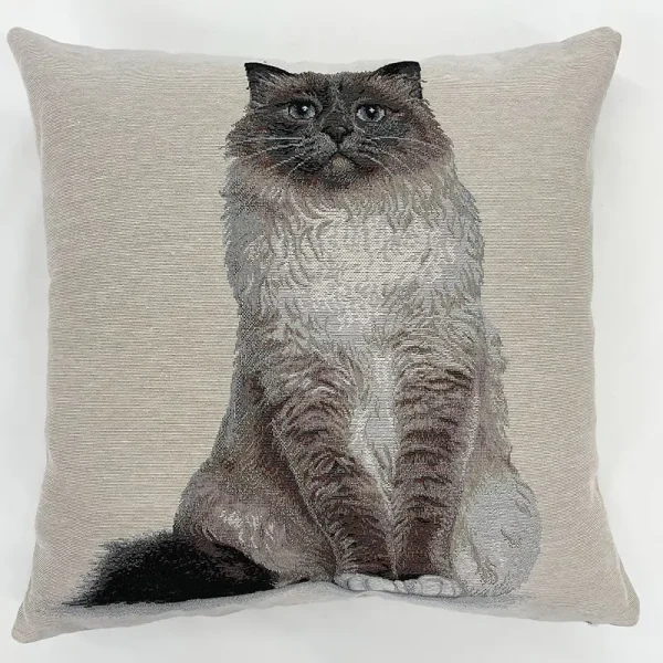 Funda decorativa gobelino con imagen de gato persa de pelo largo sentado