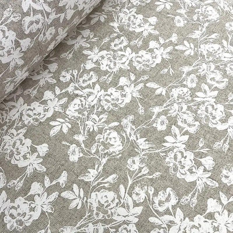 tela-loneta-max-flor-beige-floral-800x800 Tela loneta estampada beige con flores blancas para decoración