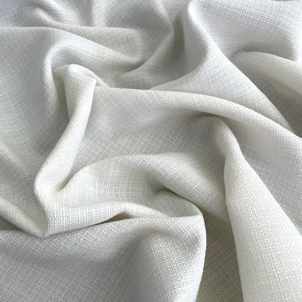 Tela olefina blanco marfil con textura fina para tapicería resistente de interiores y exteriores.