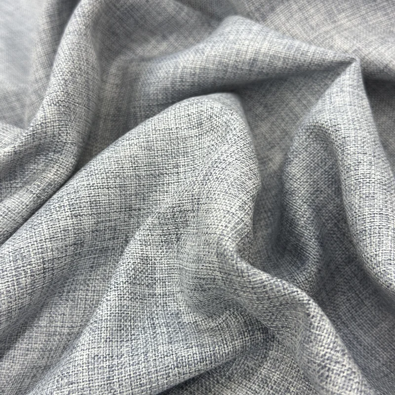 tela lino lewua gris plata textura gruesa tipo lino para cortinas