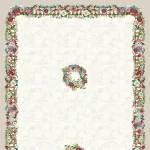 Mantel rectangular de gobelino con estampado tejido de tulipanes y flores silvestres sobre fondo claro.