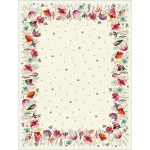 Mantel de Gobelino Jardín Imperial con estampado de flores en color rosa y lila con hojas verdes sobre un fondo claro.