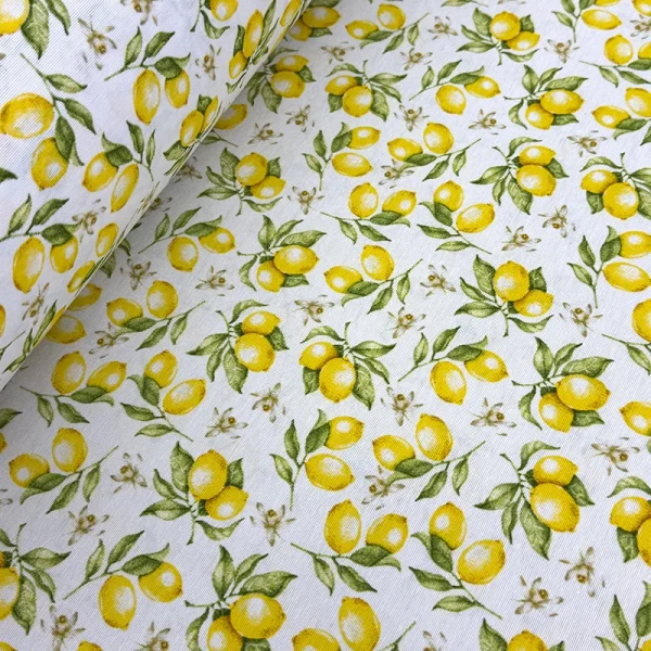 Loneta Limoneto con estampado de limones y hojas