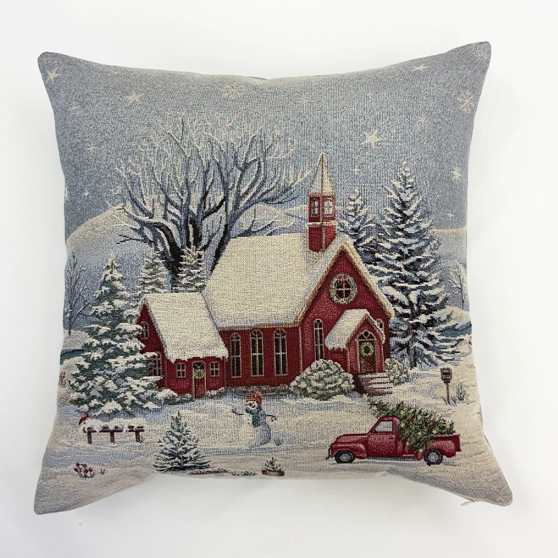 funda-decorativa-iglesia-roja-en-la-nieve