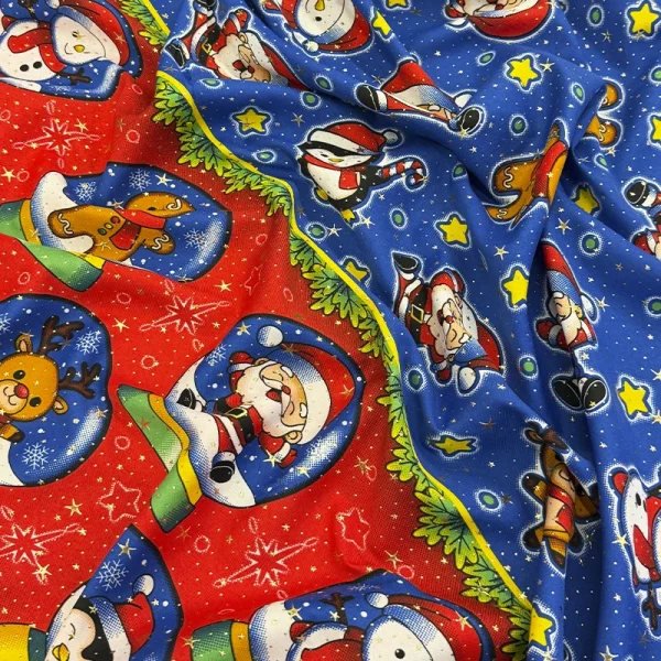 Mantel Libra Santa y Pingüinos Azul
