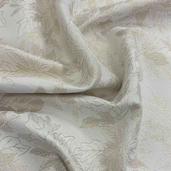 Mantel Navideño Lurex Nochebuenas Marfil